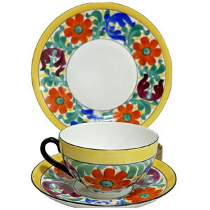 Vintage Phoenix Czechoslovakia Luncheon Set (4) Bold Hand Painted Moravian Art